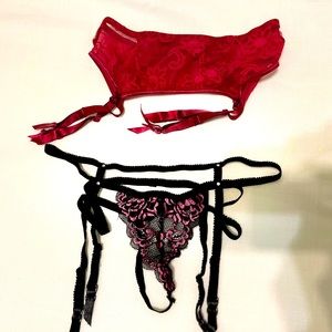 VS Garter Belts (2) and Silky Thong